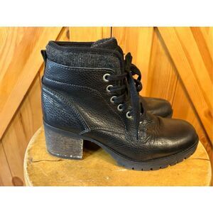 Maddison Toriz EU 38 US 7.5-8 Combat Boots Women's Black Leather Lug Chunky Bloc